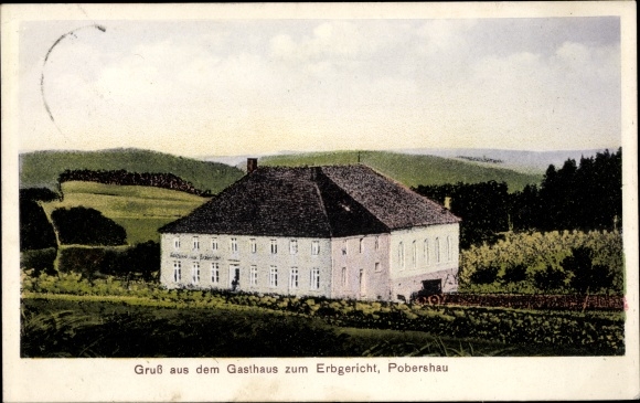 Ak Pobershau Marienberg im Erzgebirge, Gruß aus dem Gasthaus zum Erbgericht