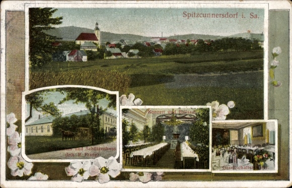 Ak Spitzkunnersdorf Leutersdorf Oberlausitz, Schützenhaus, interieur, algemeen beeld