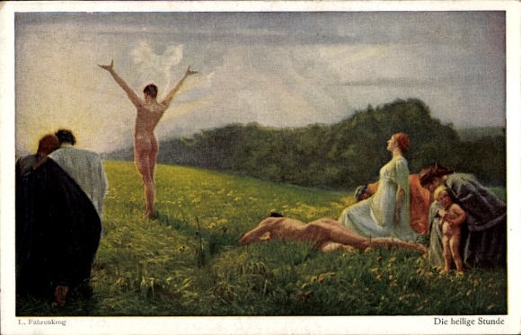 Artist Postcard Fahrenkrog, Ludwig, The Holy Hour, Wiechmann Picture Card No. 301