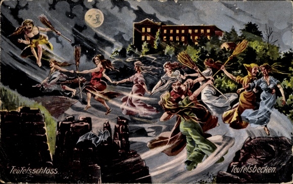 Postcard Thale in the Harz, Hexentanzplatz, Teufelsbecken, witches, Teufelsschloss