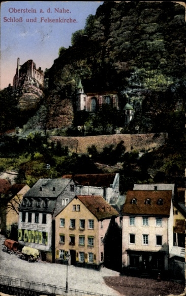 PC Idar Oberstein on the Nahe, rock church, castle, houses, city view, historical PC