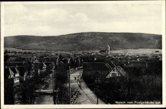 Postcard Malsch in Baden, view from the post office