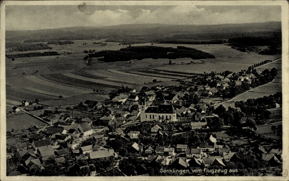Postcard Denklingen in Swabia Upper Bavaria, aerial photograph