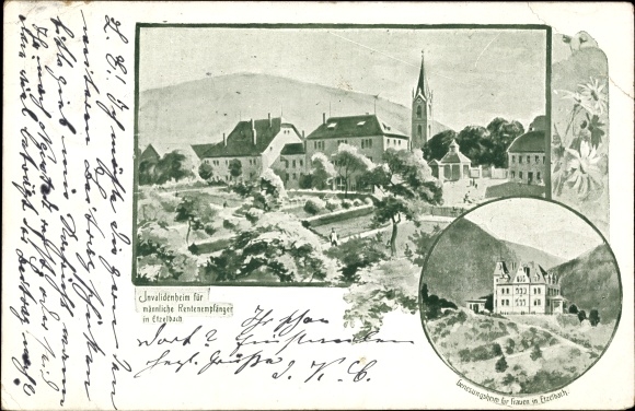 Postcard Etzelbach Uhlstädt Kirchhasel in Thuringia, home for disabled male pensioners