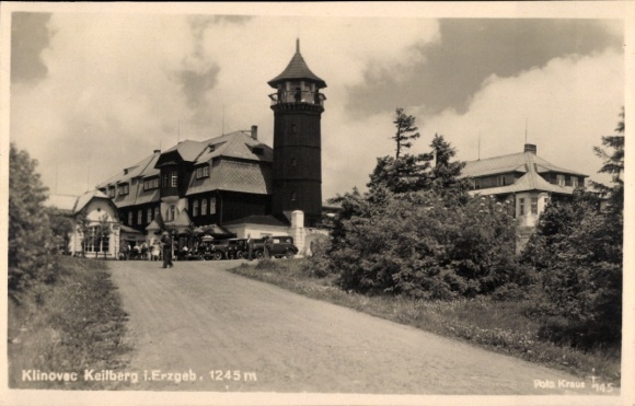 Postcard Klínovec Keilberg Erzgebirge Region Karlovy Vary, Inn, Tower