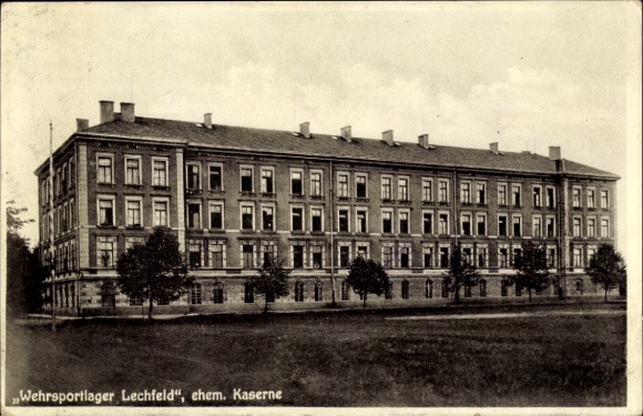 Postcard Lagerlechfeld Graben Schwaben, military sports camp Lechfeld, former barracks