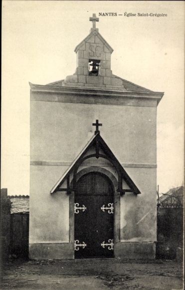 Ak Nantes Loire Atlantique,  Église Saint-Grégoire, Kirche, Eingang, Kreuz