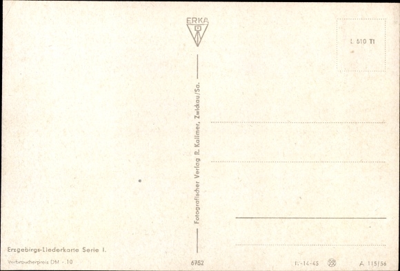 Song Postcard Kaaden, Alfred, Dr Frohnaaer Hammer, Erzgebirgshaus