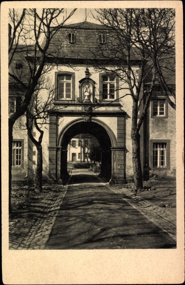 Postcard Urft Kall in Eifel in North Rhine-Westphalia, Salvatorkollg Steinfeld Urft, main entrance