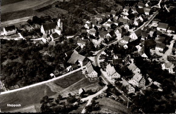 Postcard Stuppach Bad Mergentheim in Tauberfranken, aerial photograph