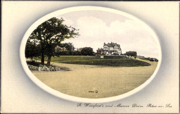 Postcard Rhos on Sea Wales, St. Winefred's and Marine Drive