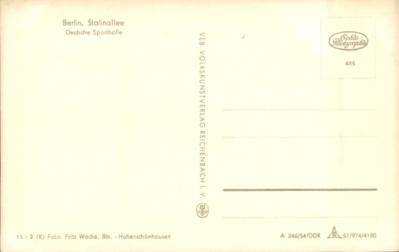 Postcard Berlin Friedrichshain, Stalinallee, German Sports Hall