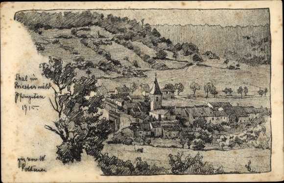 Artist PC Lorraine Meurthe et Moselle, Thal impriestwald, Pentecost 1915, general view