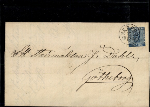Michel No. 8 "Sköfde 1866", complete folded letter