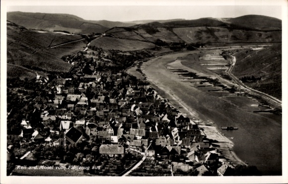 Postcard Reil on the Mosel, aerial photograph