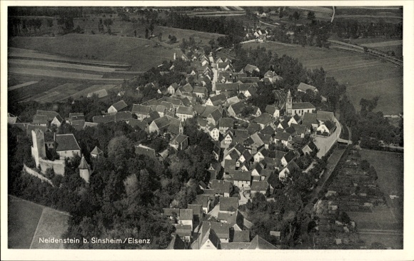 Postcard Neidenstein Baden Württemberg, aerial photograph