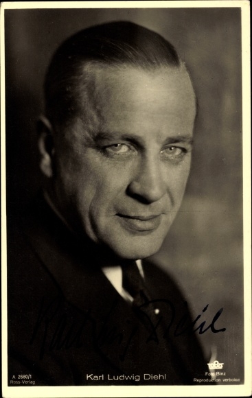 Postcard actor Karl Ludwig Diehl, portrait, Ross Verlag A 2680/1, autograph
