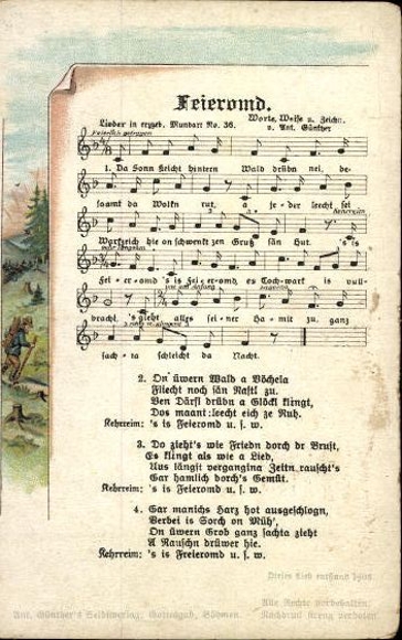 30 song cards, Anton Günther