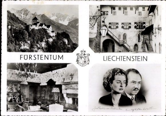 Postcard Principality of Liechtenstein, Vaduz Castle, Prince Franz Josef II, Princess China