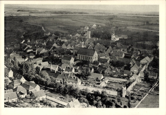 Postcard Aub in Lower Franconia, aerial photograph