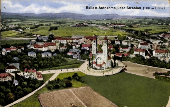 Postcard Dresden Strehlen, general view, balloon photo