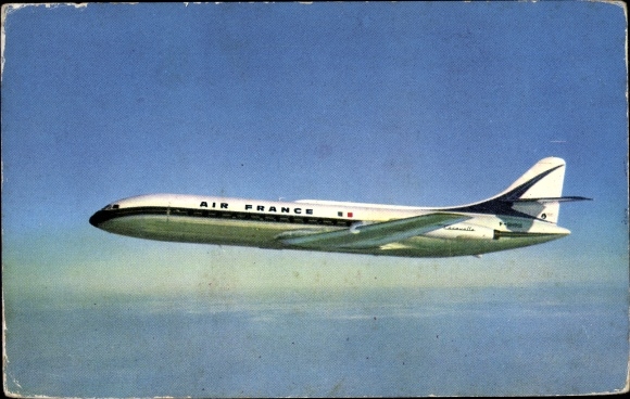 Postcard French passenger plane, Caravelle, Air France