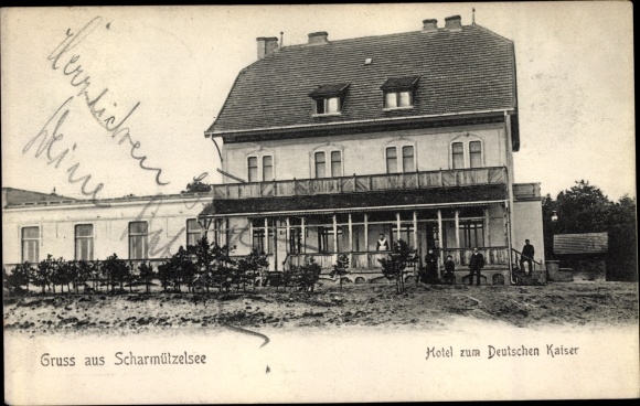 Postcard Storkow in the Mark, Hotel to the German Emperor, Scharmutzelsee
