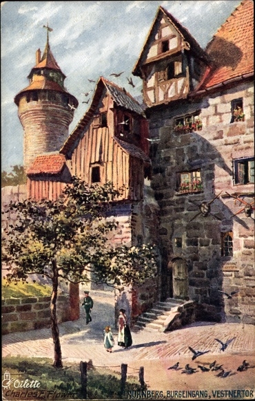Artist PC Flower, CF, Nuremberg in Middle Franconia Bavaria, castle entrance