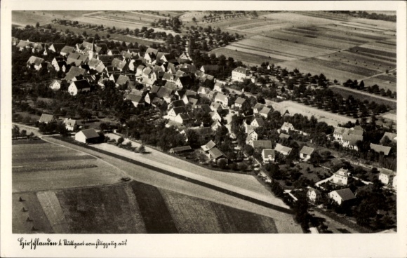 Ak Hirschlanden Ditzingen in Württemberg, Luftaufnahme von  ländliche Umgebung, 1940, 