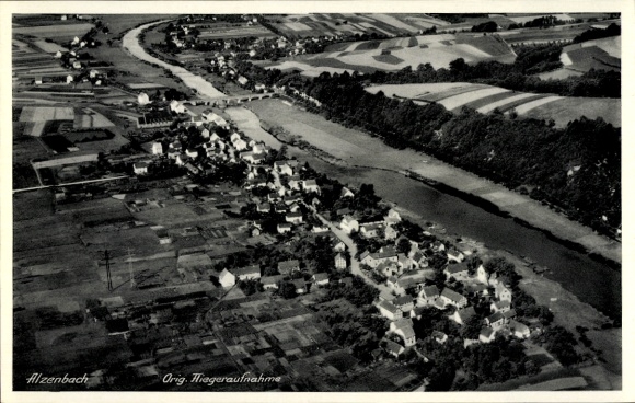 Postcard Alzenbach Eitorf an der Sieg, aerial photograph