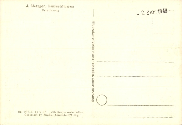Postcard Untertinning, aerial photograph