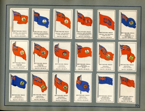 Who names the countries knows the flags? Collection picture album Massary cigarette factory, Berlin 1929