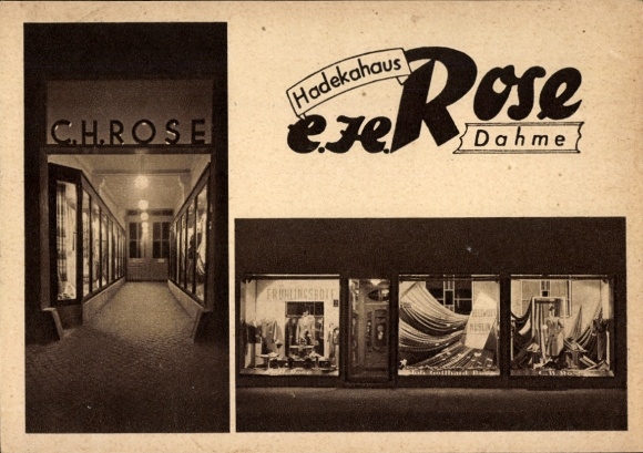 Postcard Dahme in der Mark, Hadekahaus CH Rose, shop window