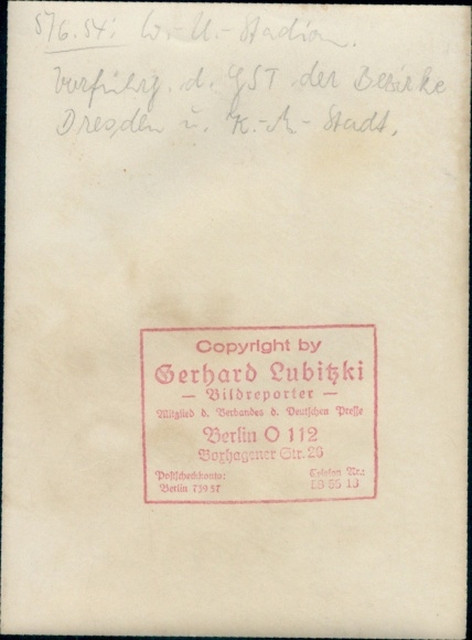 Photo Berlin, Walter-Ulbricht Stadium, GST districts Dresden and Karl Marx Stadt, screening 5.6.1954