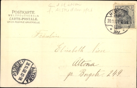 Postcard Hamburg Nord Winterhude, canal section