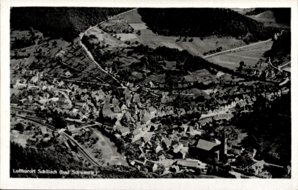 Postcard Schiltach in the Black Forest, aerial photograph