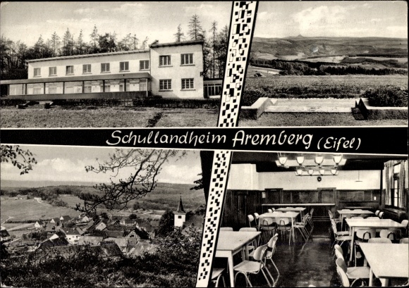 Postcard Aremberg in the Eifel, school camp, dining room, panorama