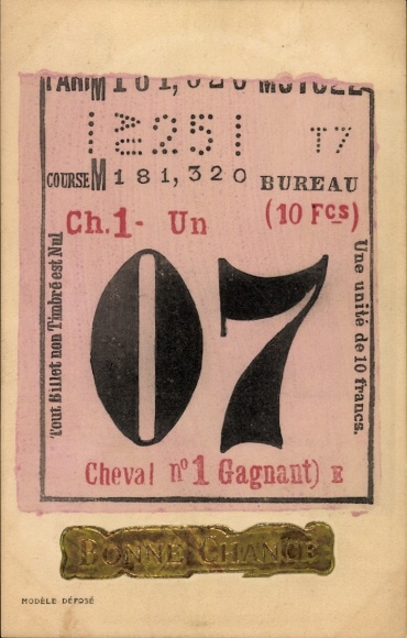 Postcard Lottery, Competition, Ticket No. 7