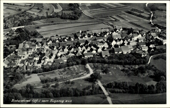 Postcard Bieberehren in Lower Franconia, aerial photograph