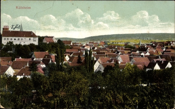 Postcard Külsheim, view of the village, landscape