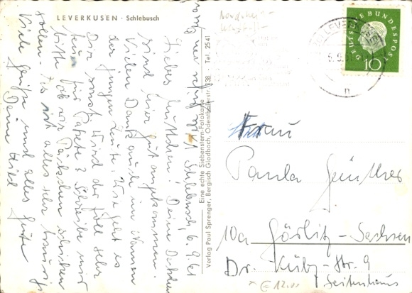 Postcard Schlebusch Leverkusen in the Rhineland, street view, Dhünnpartie
