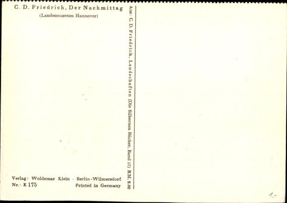 Artist Postcard CD Friedrich, The Afternoon