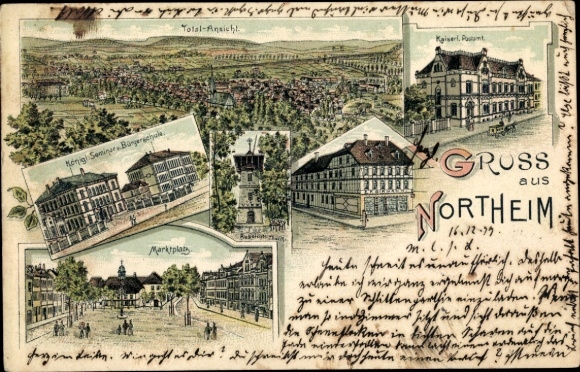 lito Hammenstedt Northeim, widok całkowity, rynek, poczta cesarska, seminarium