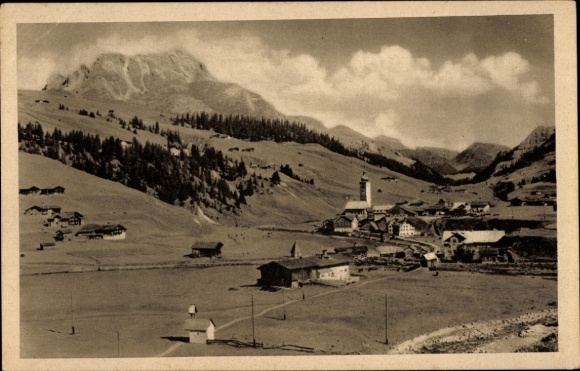Postcard Lech am Arlberg Vorarlberg, mountain landscape, village view, Vorarlberg