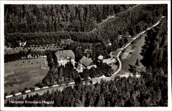 Ak Rötenbach Nagold im Schwarzwald, Fliegeraufnahme, Heilstätte