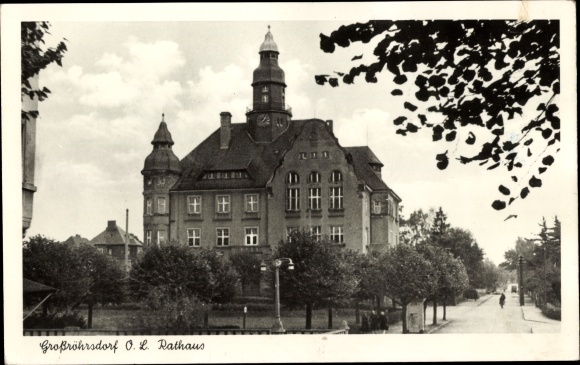 Postcard Großröhrsdorf in Upper Lusatia Saxony, town hall