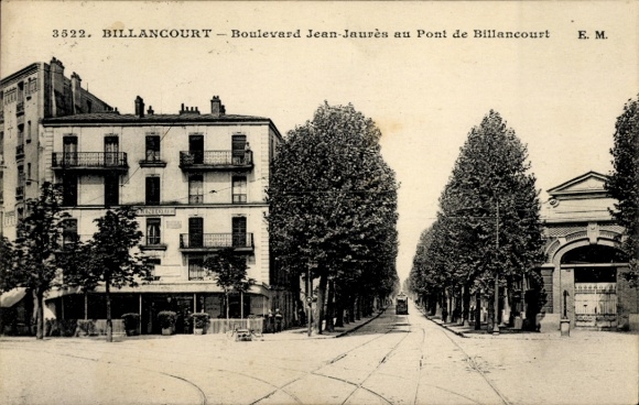 Postcard Billancourt Hauts de Seine, Boulevard Jean-Jaures au Pont de Billancourt