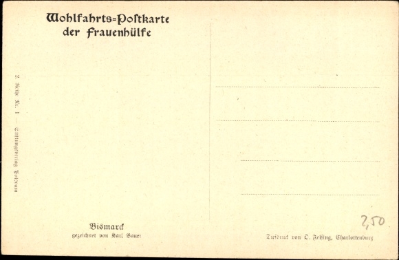Artist PC Bauer, Karl, Prince Otto von Bismarck, portrait with spiked helmet