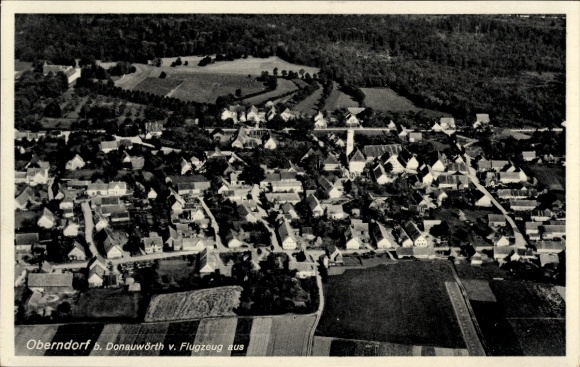 Postcard Oberndorf (near Donauwörth) am Lech, aerial photograph, city view, , 1939