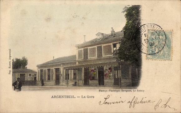 Postcard Argenteuil Val d'Oise, train station